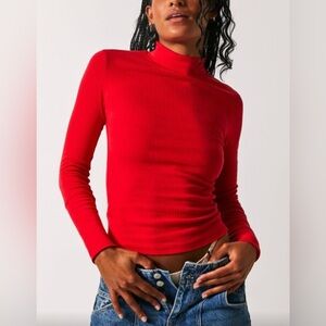 Free People Rickey Long Sleeve Top- Cherry Crush
